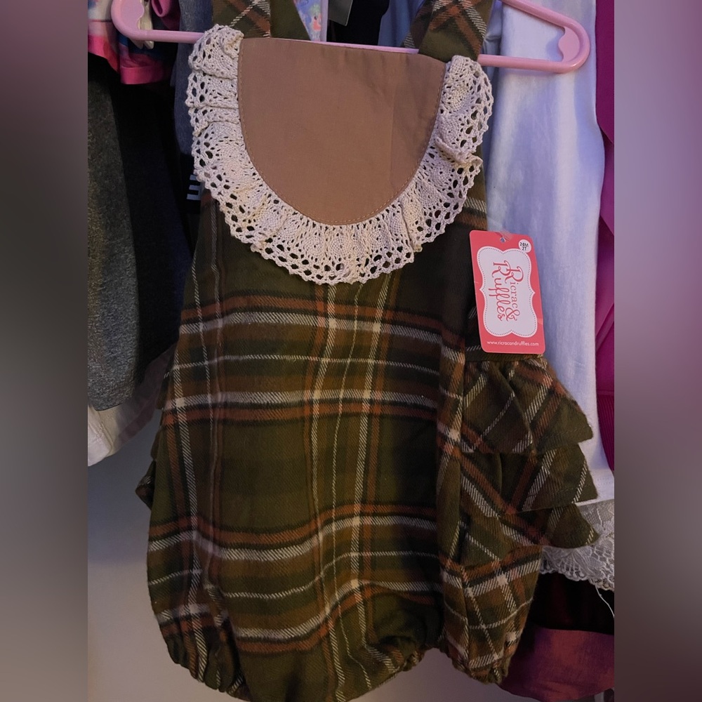 Ricrac and Ruffles plaid bubble NWT